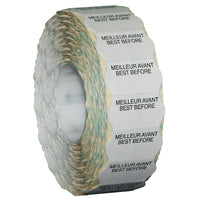 Meto 822 1-Line White Meilleur Avant/Best Before Labels 1500/RL, 14 Pack-Wavy edges designed to catch customer's attention