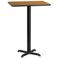Flash Furniture 24" x 30" Rectangular Natural Laminate Table Top with 22" x 22" Bar Height Table Base-Bar Height Hospitality Table
