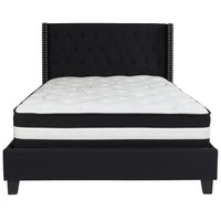 Flash Furniture Riverdale Full Size Tufted Upholstered Platform Bed with Pocket Spring Mattress - Black Fabric-Full Platform Bed and Mattress Set