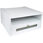 Victor Wood Monitor Riser, Pure White (W1175)-Rear access space to cleanly manage cables and allow for flush positioning against a wall