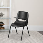 Flash Furniture Ergonomic Shell Chair with Left Handed Flip-Up Tablet Arm, Black-Left Handed Plastic Tablet Arm with pencil groove