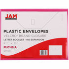 JAM Paper Plastic Envelopes with Hook & Loop Closure - Letter Booklet - 9.75" x 13" - Fuchsia Pink Poly - 12 Pack -Size: 9.75" L x 13" W