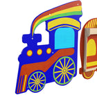 Flash Furniture Bright Beginnings Commercial Grade Wooden Train STEAM Wall System with 5 Accessory Panel Holders-Pairs with STEAM Wall Element Boards for Multifunctional Fun