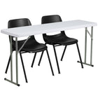 Flash Furniture 60" Folding Training Table with 2 Black Plastic Stack Chairs, Granite White (RB18602)-Rectangular training table set includes one table and two chairs