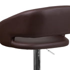 Flash Furniture Contemporary Brown Vinyl Adjustable Height Barstool with Rounded Mid-Back & Chrome Base-Height Adjustable Seat with Gas Lift