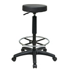Work Smart Stool with Adjustable Foot Ring, Black-Pneumatic Height Adjustment