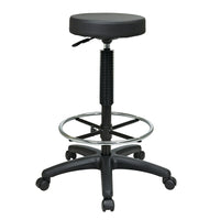 Work Smart Stool with Adjustable Foot Ring, Black-Pneumatic Height Adjustment
