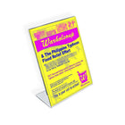 Azar Displays 11" x 8.5" Vertical Slanted L-Shape Acrylic Sign Holder, 10 Pack (112714)-Plastic sign holder features slant back design that highlights important information