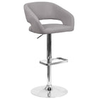 Flash Furniture Contemporary Grey Fabric Adjustable Height Barstool with Rounded Mid-Back & Chrome Base - Grey Fabric-Rounded Mid-Back Design