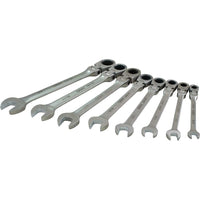 Gray Tools 8 Piece SAE, Combination Flex Head, Ratcheting Wrench Set, 5/16"-3/4"-Contains Sizes: 5/16", 3/8", 7/16", 1/2", 9/16", 5/8", 11/16", 3/4".