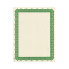 Geographics Braided Green Heavyweight Certificates - 8.5" x 11" - Sugar Cane Paper - 15 Pack-Natural, unbleached sugarcane paper with Green border