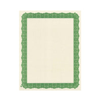 Geographics Braided Green Heavyweight Certificates - 8.5" x 11" - Sugar Cane Paper - 15 Pack-Natural, unbleached sugarcane paper with Green border