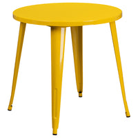 Flash Furniture 30" Round Yellow Metal Indoor-Outdoor Table-Metal Cafe Table