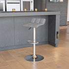 Flash Furniture Contemporary Grey Vinyl Adjustable Height Barstool with Quilted Wave Seat & Chrome Base-Height Adjustable Seat with Gas Lift