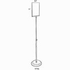 Azar Displays 11" x 8.5" Acrylic Sign Holder with Stand, Clear (300840)-Stands on adjustable metal pole that ranges in height from 24" to 45-1/4" sits on a 10" diameter metal base
