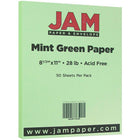 JAM Paper Matte Paper, 8.5" x 11", 28 lb, Mint Green, 50 Pack (16732385)-8.5" x 11" letter size paper