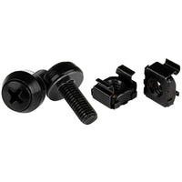 StarTech M6 x 12mm, Screws and Cage Nuts, 100 Pack, Black-All-black steel construction