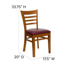 Flash Furniture HERCULES Series Ladder Back Cherry Wood Restaurant Chair - Burgundy Vinyl Seat-Mortise and Tenon Style Construction with metal wood screw reinforcements