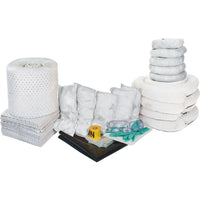 Zenith Safety 95-Gallon Spill Kits, Oil Only, Without Container-Contents: 50 Sorbent Pads (15" x 17"), 5 Sorbent Socks (3" x 48"), 5 Sorbent Pillows (8" x 18"), 4 Sorbent Booms (5" x 10"), 1 Sorbent Roll (15" x 150'), 1 Drain Cover (36" x 36"), 1 Caution Tape (3" x 300'), 2 Pairs Nitrile Gloves, 2XL (11) , 2 Pairs Safety Goggles (One Size), 2 Microporous coveralls (X-Large), 10 Disposal Bags (26" x 36")