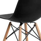 Flash Furniture Elon Series Black Plastic Chair with Wooden Legs-Wooden Legs with Metal Bracing