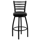 Flash Furniture HERCULES Series Black Ladder Back Swivel Metal Barstool - Black-Metal Barstool