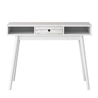 CorLiving Acerra 39"W Entryway Table/Desk - White-White laminate wood grain finish