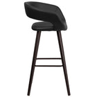 Flash Furniture Brynn Series 29" High Contemporary Cappuccino Wood Barstool - Black Vinyl-Rounded Low Back Design