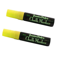 Marvy Uchida Jumbo-Point Liquid Chalk Markers - Erasable - Dustless - Neon Yellow - 2 Pack-Colour: Neon Yellow