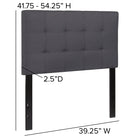 Flash Furniture Bedford Tufted Upholstered Twin Size Headboard - Dark Grey Fabric-Black Metal Stands with Adjustable Bed Rail Slots