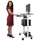 Luxor (STAND-WS30) Three-Shelf Adjustable Stand Up Workstation, Black/White-Black Engineered Wood and Grey Metal