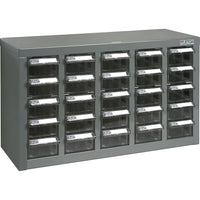 Kleton Kpc-600 Parts Cabinets, Galvanized Steel, 25 Drawers, 23-1/10" x 8-7/10" x 13-4/5", Grey-Colour: Grey