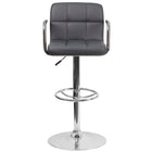 Flash Furniture Contemporary Grey Quilted Vinyl Adjustable Height Barstool with Arms & Chrome Base-Contemporary Style Stool