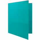 JAM Paper Plastic 2 Pocket School POP Folders with Metal Prongs Fastener Clasps, Teal Blue, 96 Pack-Teal
