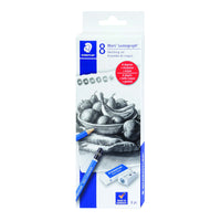 Staedtler Mars Lumograph Sketching Set - 100% PEFC - 8 Pack-Graphite Pencils in 6B, 4B, 2B, B, HB, 2H degrees