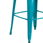 Flash Furniture 30" High Crystal Teal-Blue Metal Indoor-Outdoor Barstool with Back-Seat Size: 14''W x 14''D
