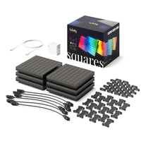 Twinkly Squares 6-Tile Multicolour Starter Kit with Adaptor - Black-Multicolour RGB LEDs - 16 million colours