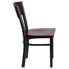 Flash Furniture HERCULES Series Black 4 Square Back Metal Restaurant Chair - Mahogany Wood Back & Seat-Mahogany Wood Designer Back - 4 Square Cutout
