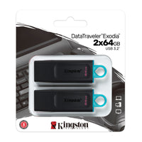Kingston DataTraveler Exodia USB 3.2 - 64GB - 2 Pack-USB 3.2 Gen 1 compliant