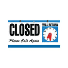 COSCO Reversible Open and Closed with Clock and Hanging Chain Business Sign - Blue and White with Black Text - 6" W x 11.5" L-For retail business and office use