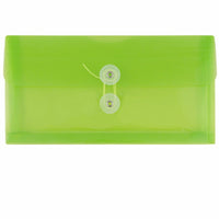 JAM Paper Plastic Envelopes with Button and String Tie Closure #10 Business Booklet - 5.25" x 10" - Lime Green - 12 Pack -Colour: Lime Green