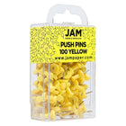 JAM Paper Colourful Push Pins, Yellow Pushpins, 200 Pack-2 Packs of 100