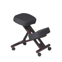 Nicer Furniture Kneeling Chair with Memory Foam - Espresso Wooden Frame Black Fabric-Thickly padded fabric seat and knee rests designed for comfort