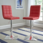 CorLiving DPU-954-B Adjustable Bonded Leather Barstool, Red and Chrome, 2 Pack-Contemporary design
