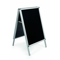 MasterVision Magnetic Wet-Erase A-Frame Sign Board and Poster Holder - 35" x 25" - Aluminum Frame-A-Frame sign board with a black wet-erase magnetic surface