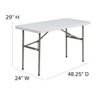 Flash Furniture 24"W x 48"L Granite Plastic Folding Table - White-Waterproof, Impact and Stain Resistant Top