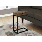 Monarch Specialties 3406 Accent Table - Brown Reclaimed Wood-Look/Black/Drawer-Thick panel rustic wood look finish in brown brings a traditional touch to the contemporary design of this C table