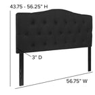 Flash Furniture Cambridge Tufted Upholstered Full Size Headboard - Black Fabric-Black Metal Stands with Adjustable Bed Rail Slots