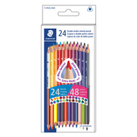 Staedtler 4mm Triangular Barrel Double Ended Coloured Pencils - 24 Pack - Assorted-Double ended coloured pencil for artists of all ages