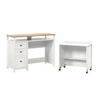 Sauder 53"W Cottage Road Credenza with Pull-Out Desk - White- Three drawers feature full extension slides for TV remotes, books, chargers, and more