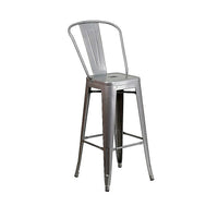 Plata Import Tolix High Back Stool, 2 Pack-Bar Stool